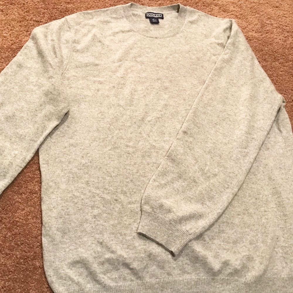 Lands End Men’s Gray cashmere sweater. XLT